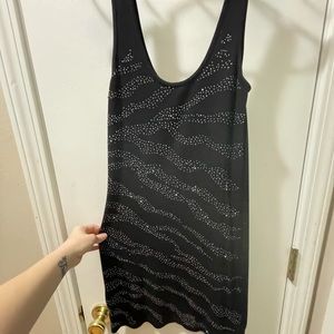 Black animal print beaded bodycon dress